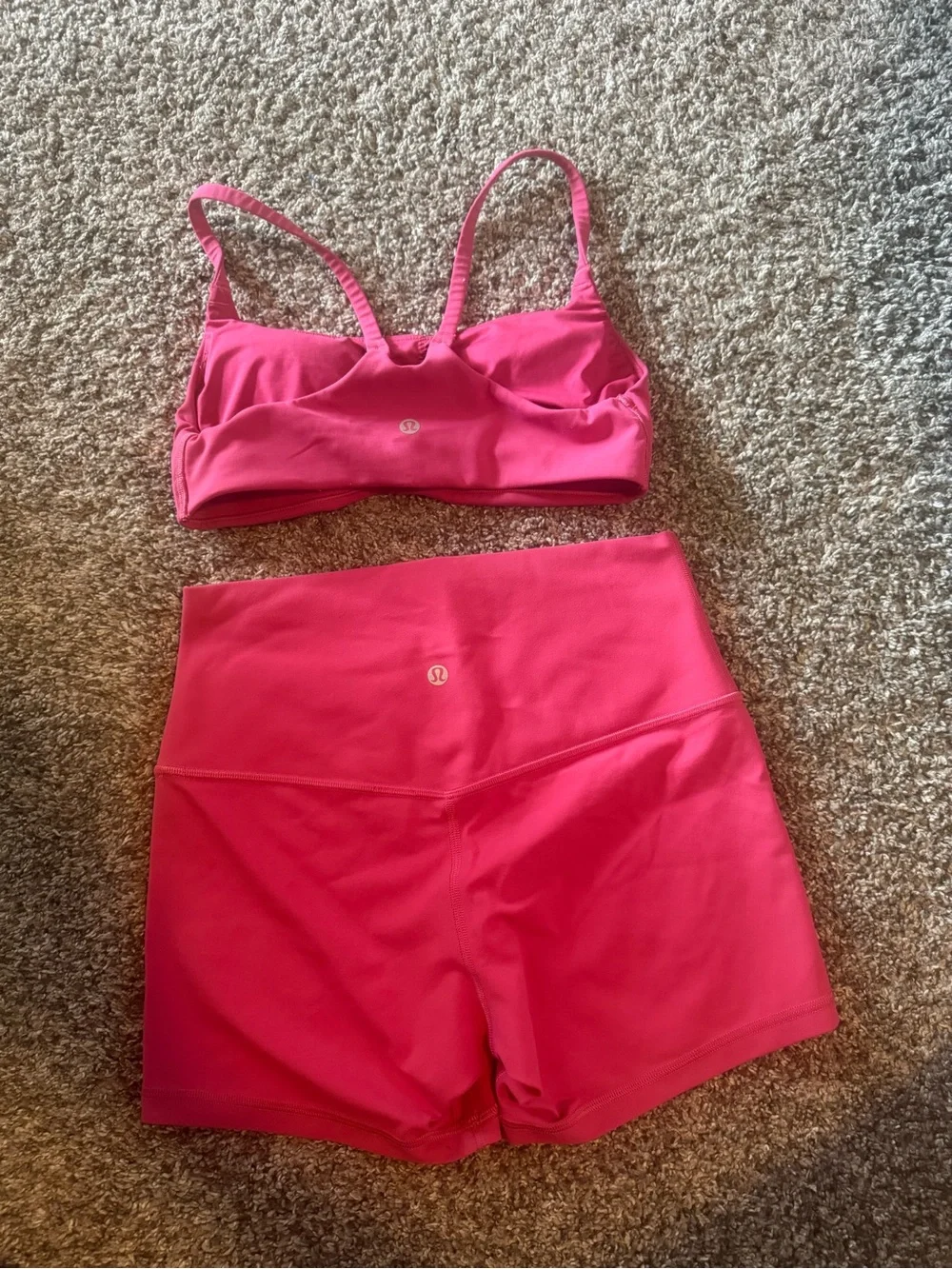 Lululemon Hot Pink Bra & High-Waist Bike Shorts Set